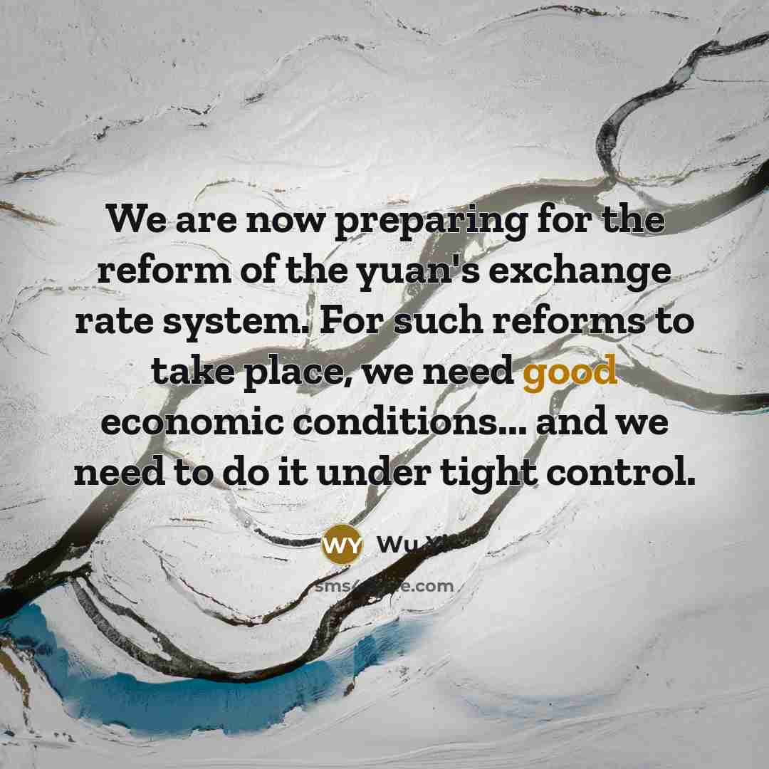 “We are now preparing for the reform of the yuan's…” quote by Wu Yi