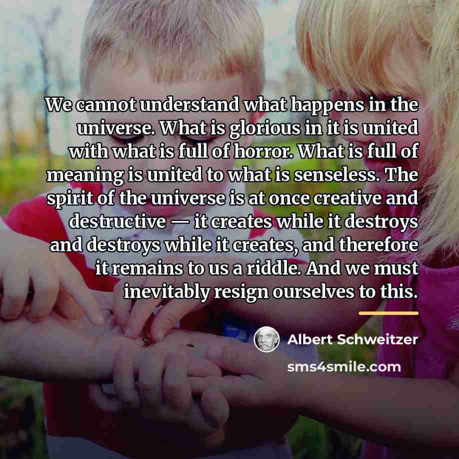 “We cannot understand what happens in the universe. What is…” quote by Albert Schweitzer
