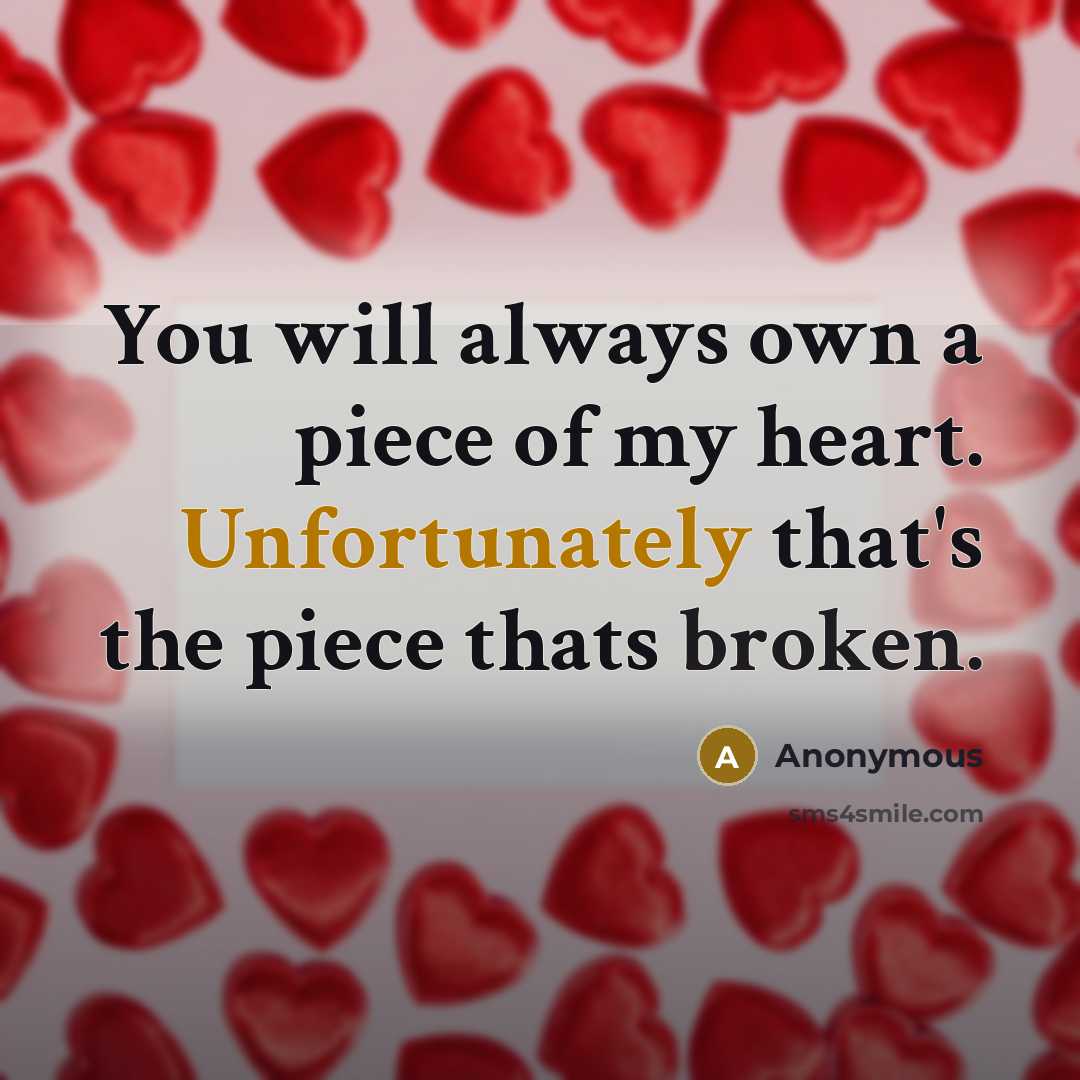 “You will always own a piece of my heart. Unfortunately that's the piece thats broken.” quote by Anonymous