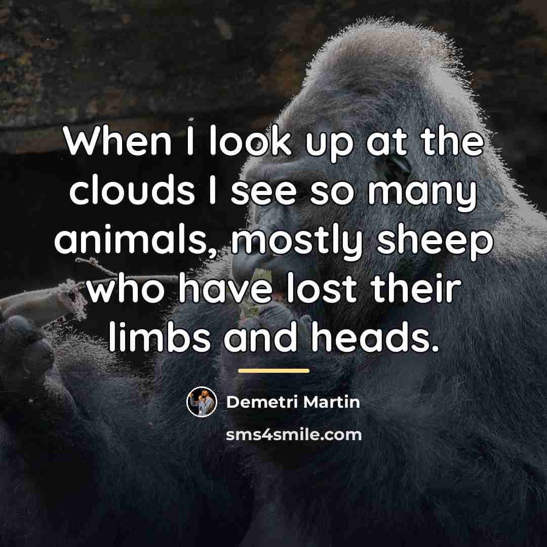 “When I look up at the clouds I see so…” quote by Demetri Martin