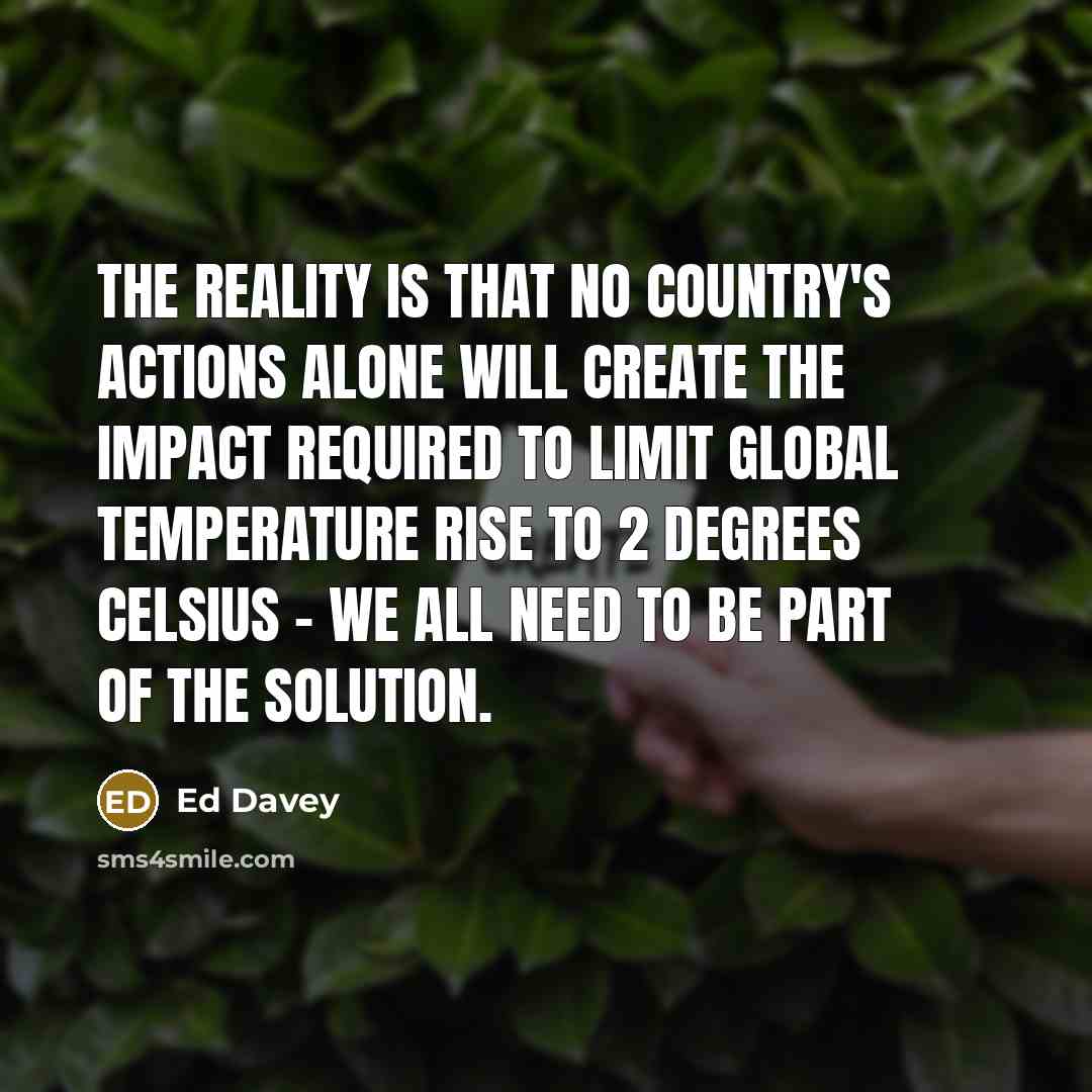 “The reality is that no country's actions alone will create…” quote by Ed Davey