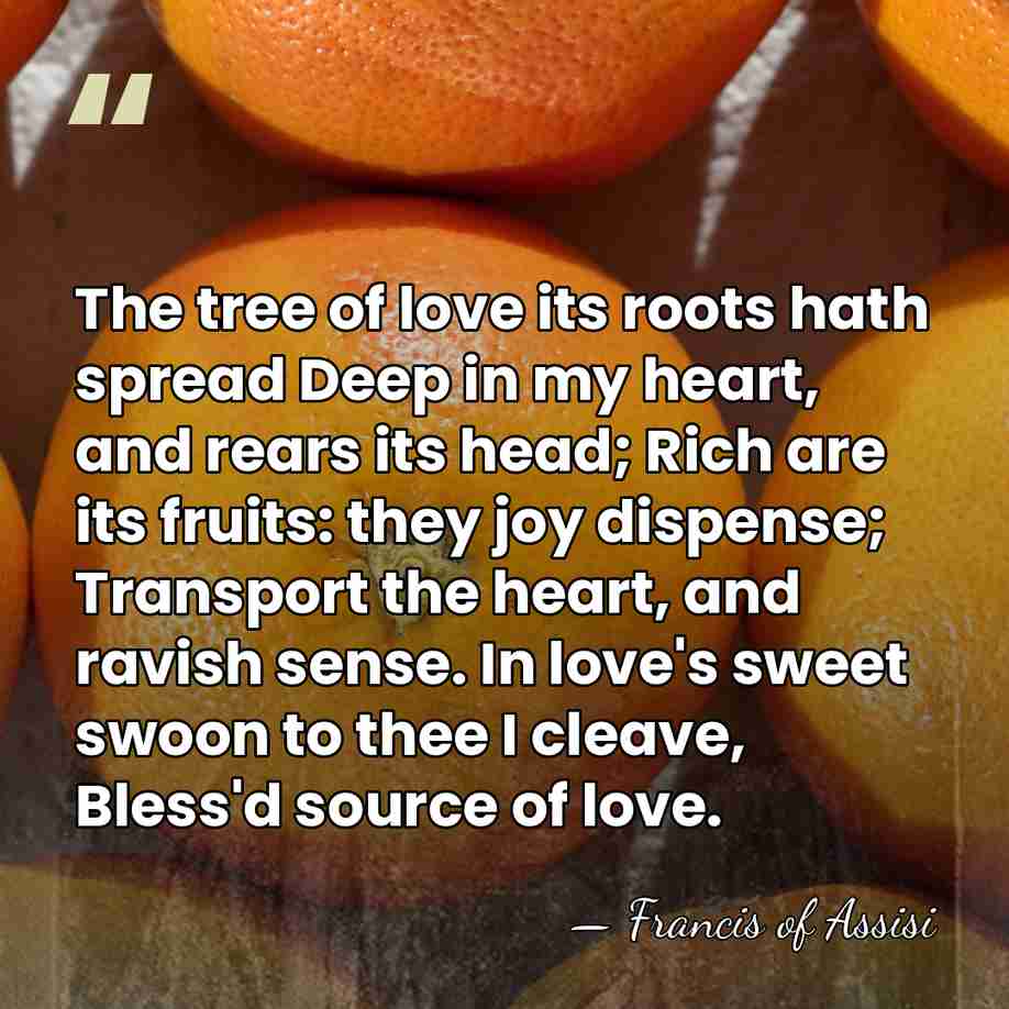 The tree of love its roots hath spread Deep in my heart,&hellip; - Francis of Assisi