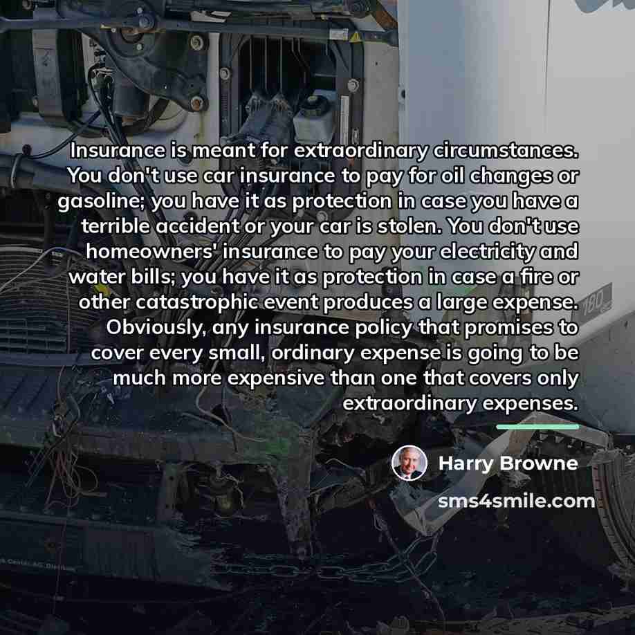“Insurance is meant for extraordinary circumstances. You don't use car…” quote by Harry Browne