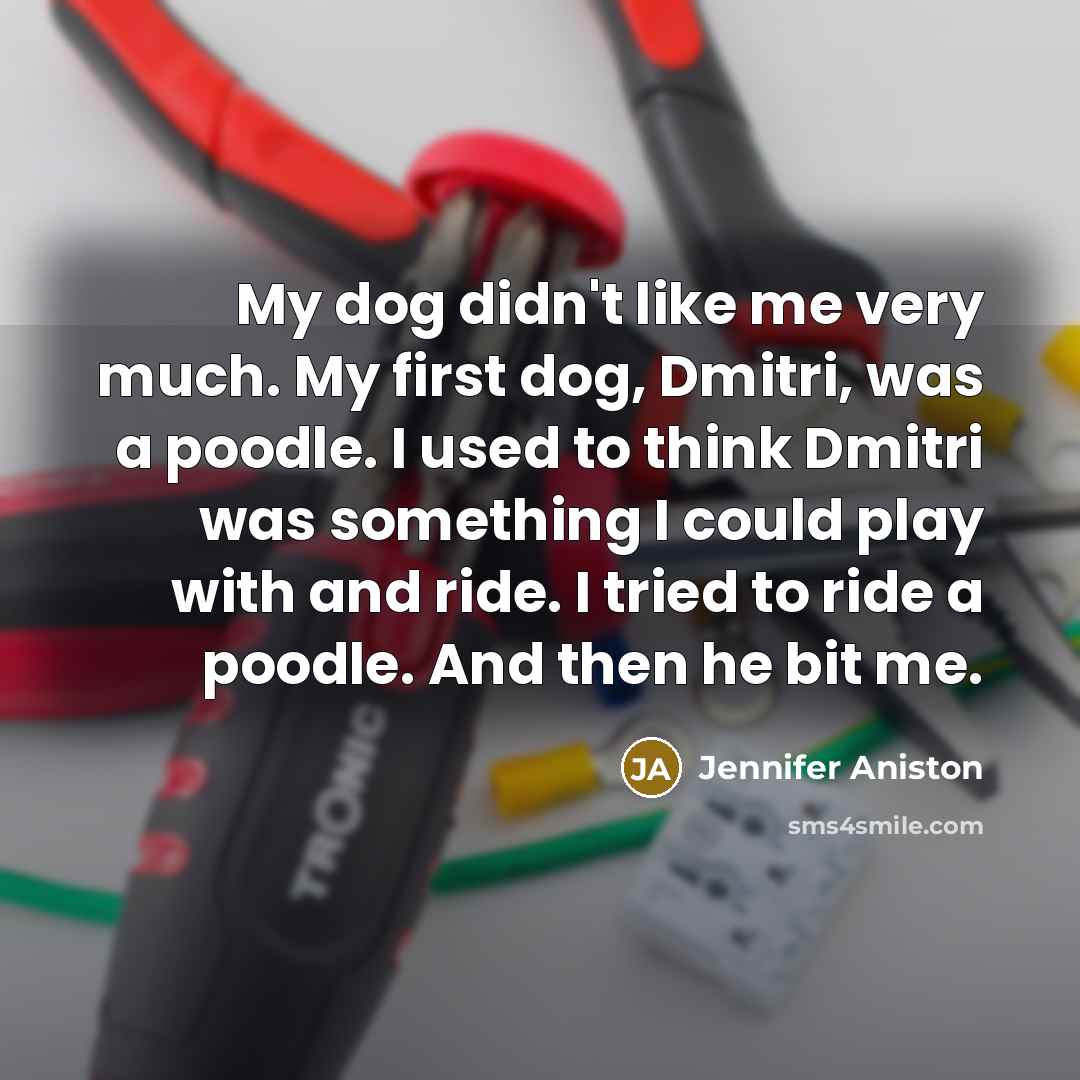 “My dog didn't like me very much. My first dog,…” quote by Jennifer Aniston