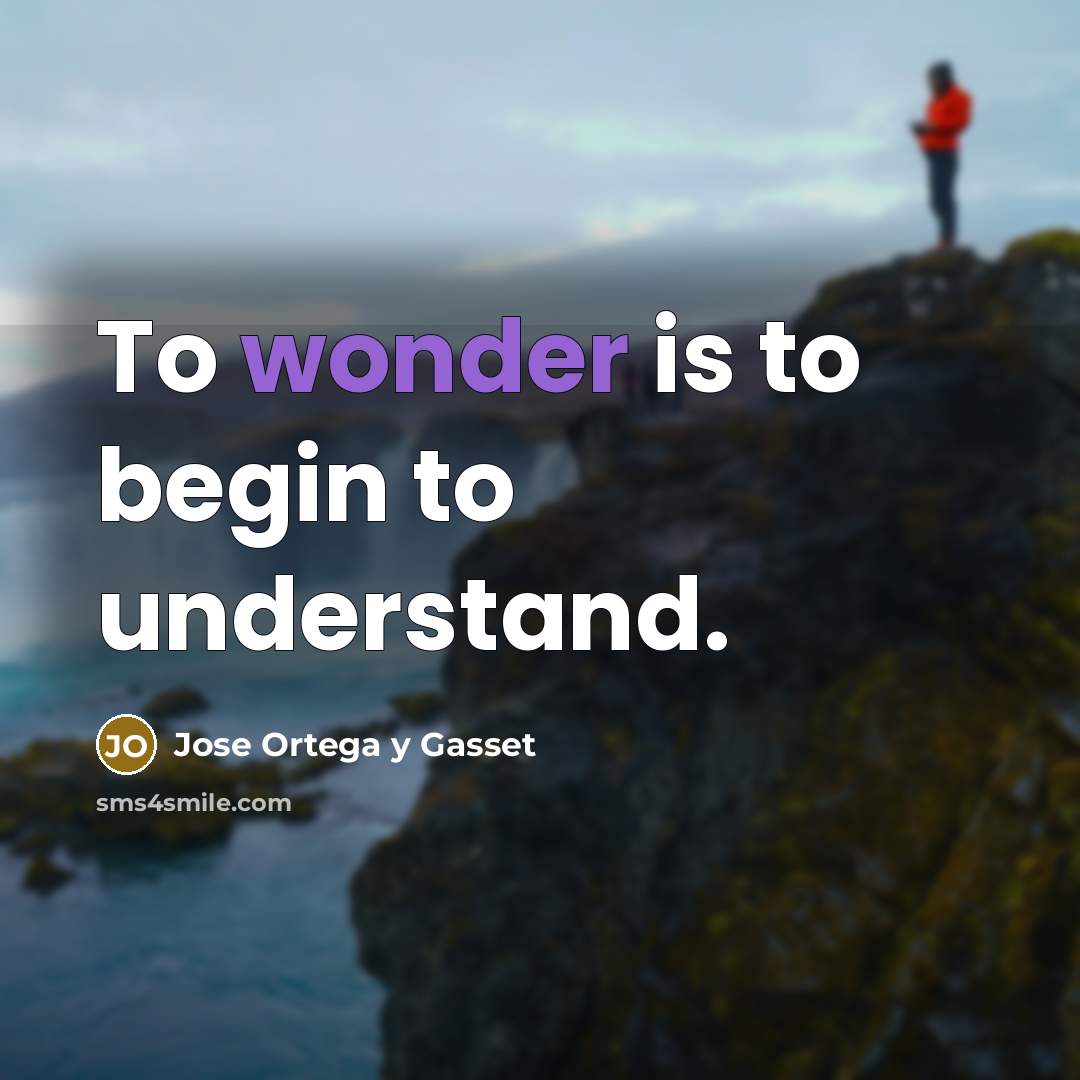 “To wonder is to begin to understand.…” quote by Jose Ortega y Gasset