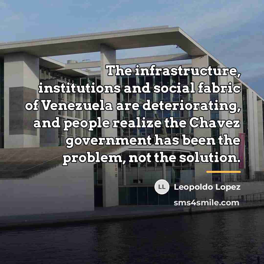 “The infrastructure, institutions and social fabric of Venezuela are deteriorating,…” quote by Leopoldo Lopez