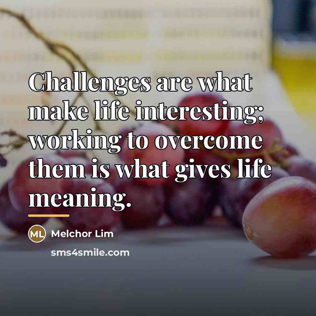 “Challenges are what make life interesting; working to overcome them…” quote by Melchor Lim