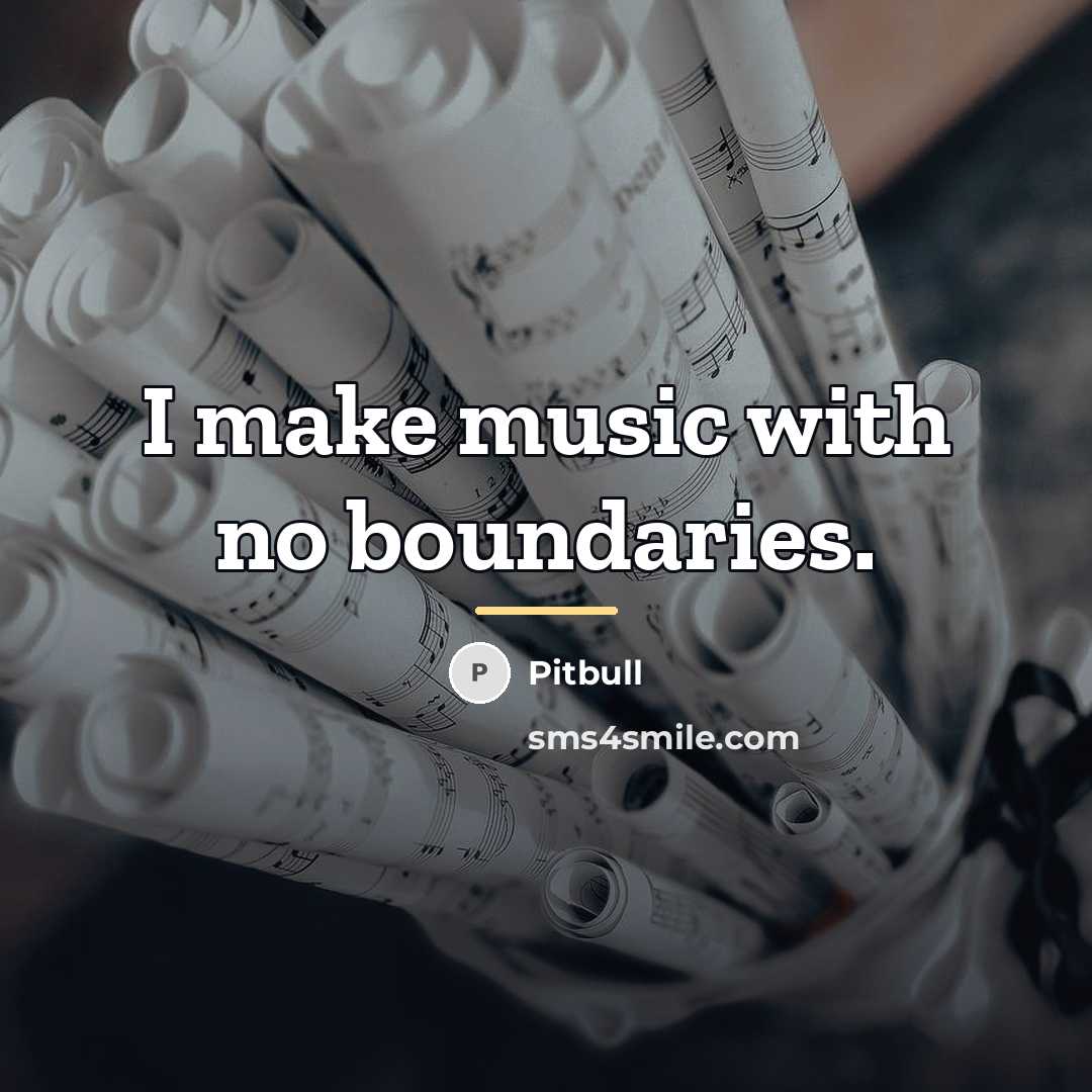 “I make music with no boundaries.…” quote by Pitbull