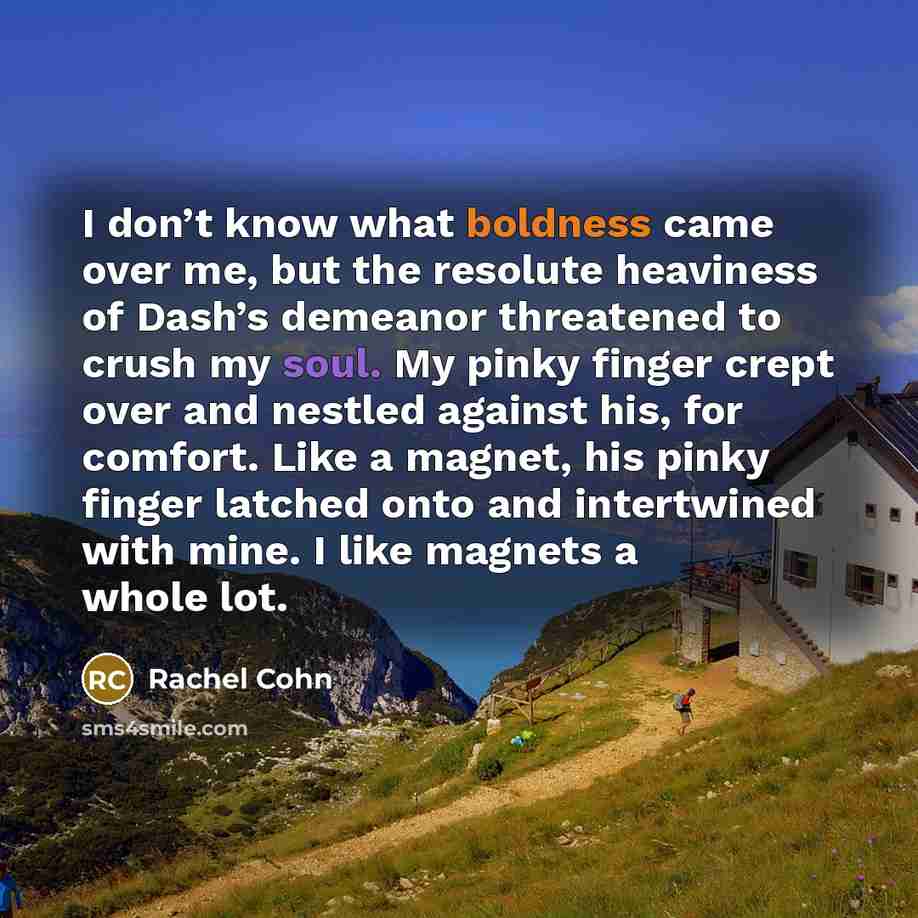 “I don’t know what boldness came over me, but the…” quote by Rachel Cohn
