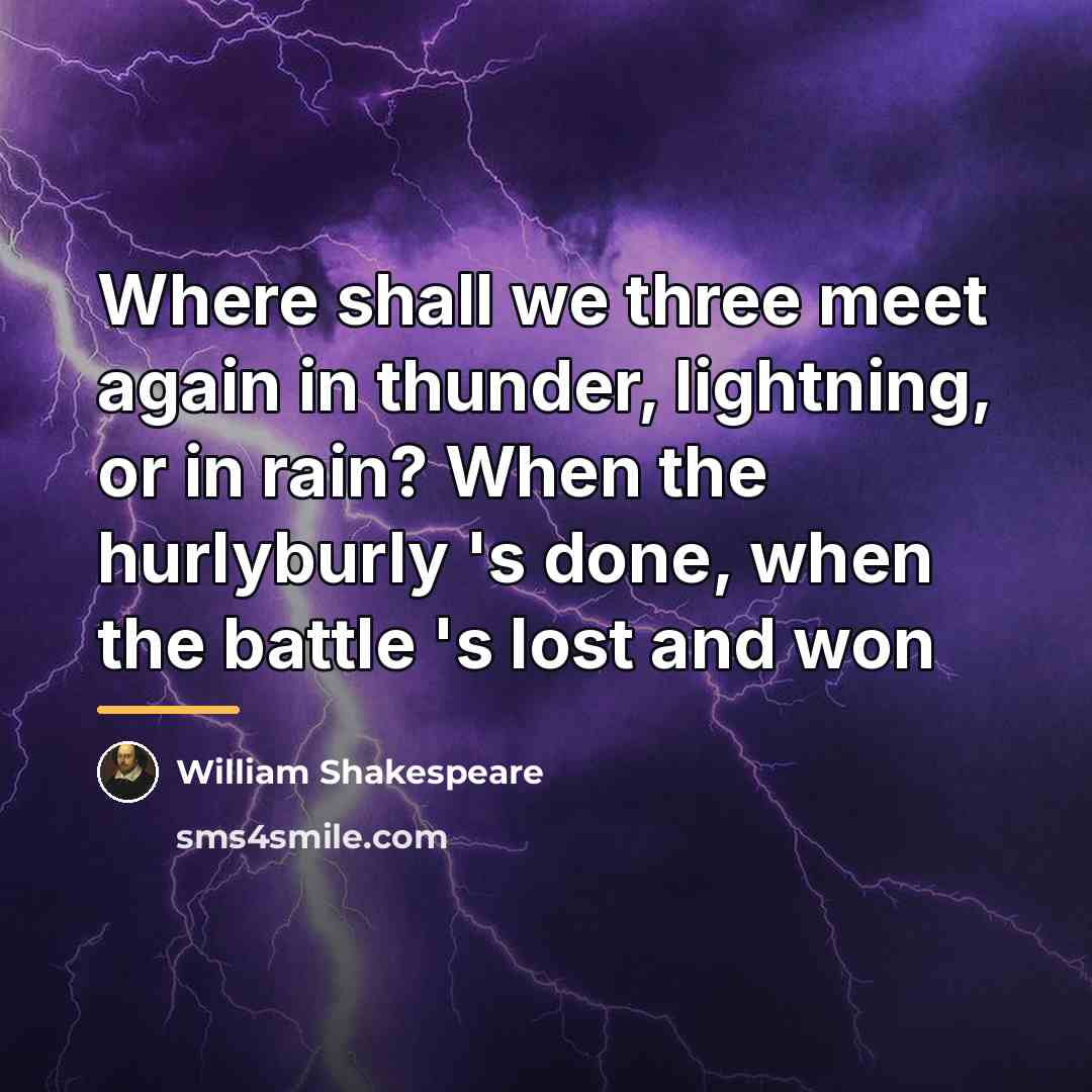 “Where shall we three meet again in thunder, lightning, or…” quote by William Shakespeare
