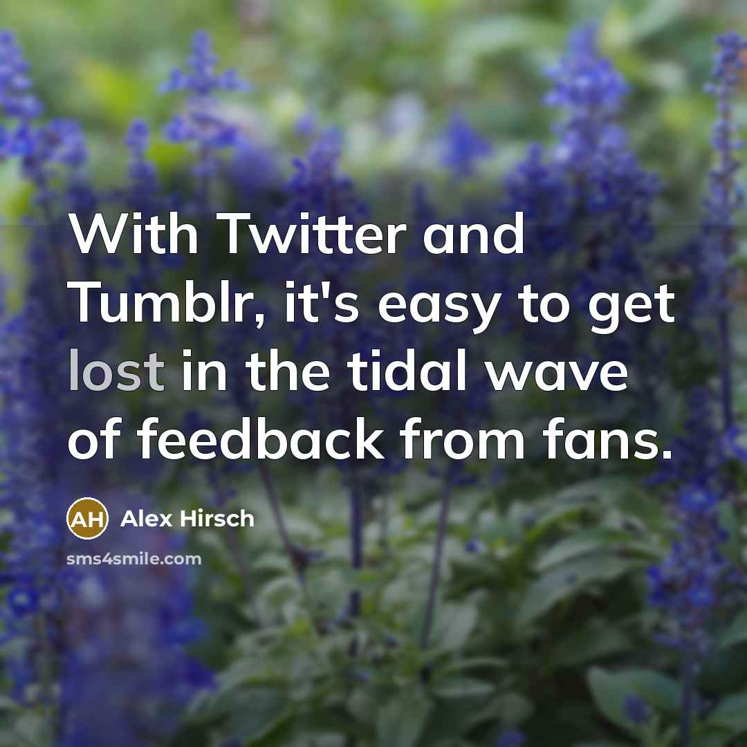 “With Twitter and Tumblr, it's easy to get lost in…” quote by Alex Hirsch