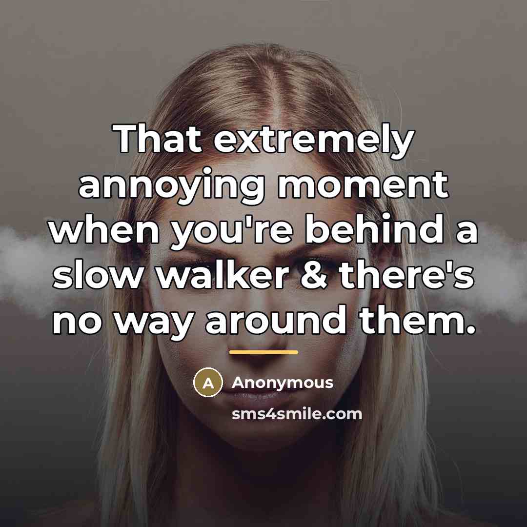 “That extremely annoying moment when you're behind a slow walker…” quote by Anonymous