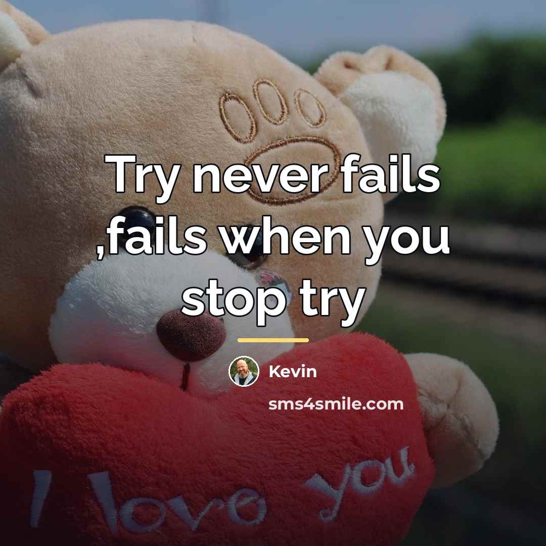 “Try never fails ,fails when you stop try…” quote by Kevin