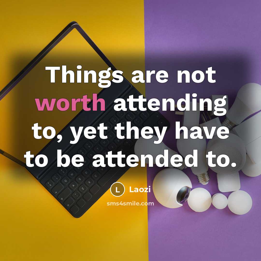 “Things are not worth attending to, yet they have to…” quote by Laozi