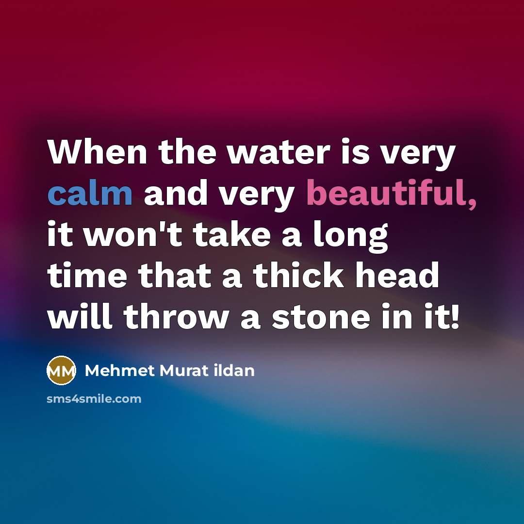 “When the water is very calm and very beautiful, it…” quote by Mehmet Murat Ildan