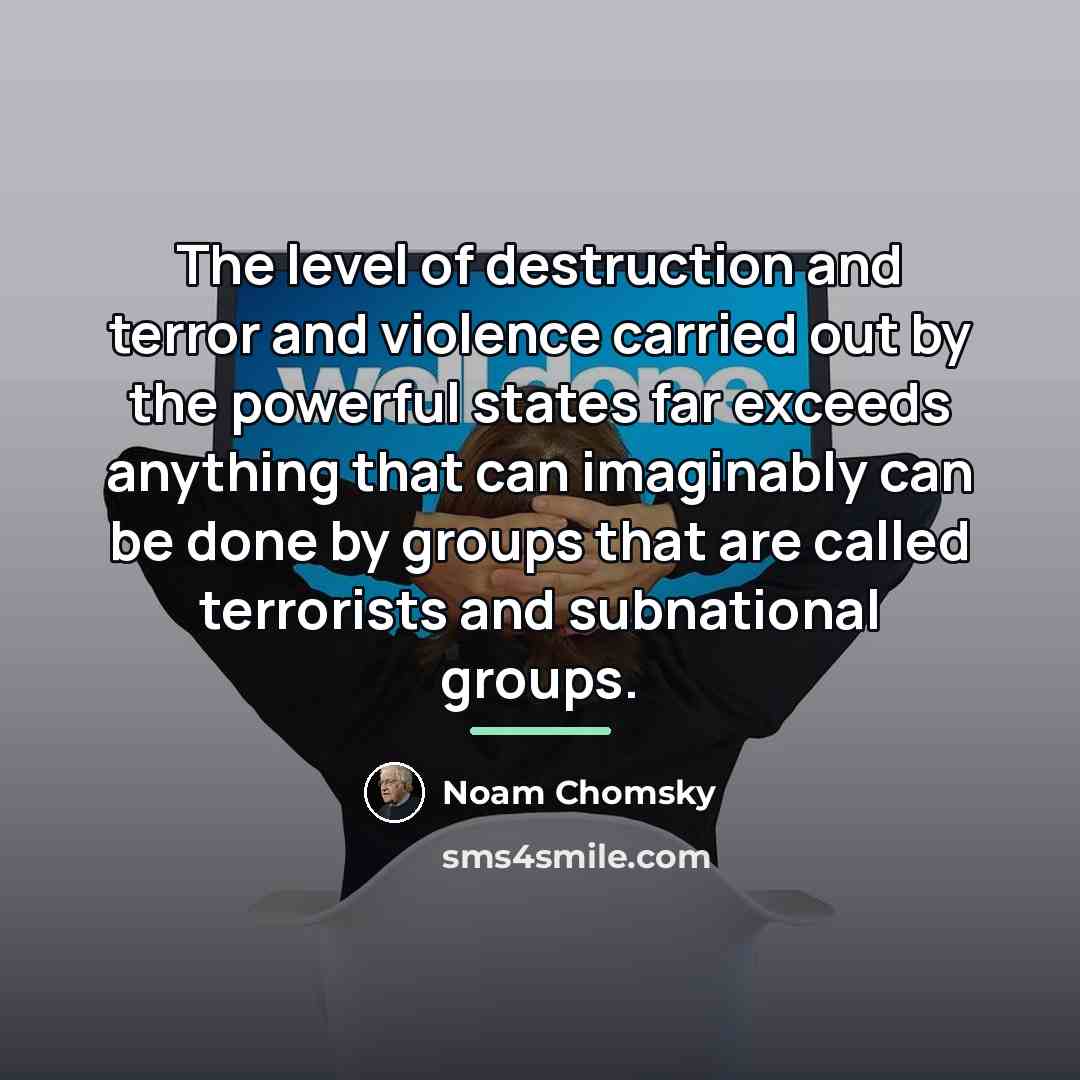 “The level of destruction and terror and violence carried out…” quote by Noam Chomsky