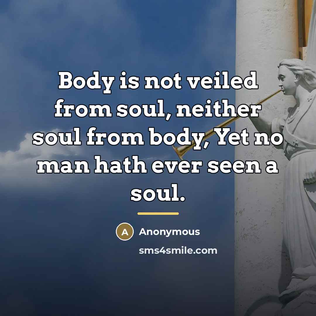 “Body is not veiled from soul, neither soul from body,…” quote by Anonymous