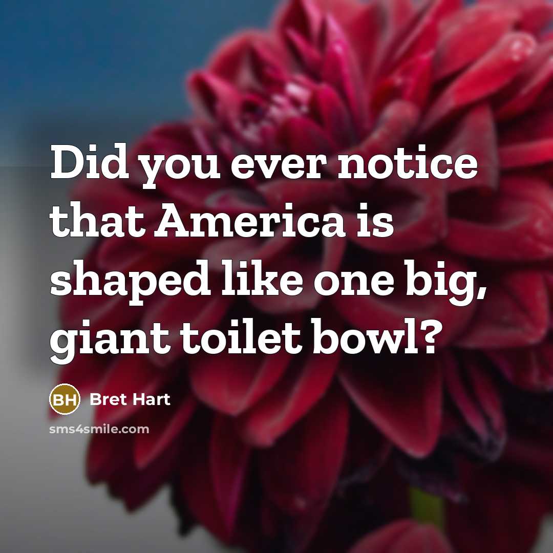 “Did you ever notice that America is shaped like one…” quote by Bret Hart