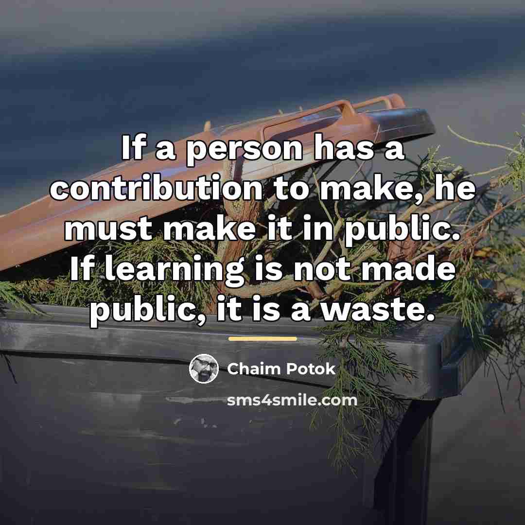 “If a person has a contribution to make, he must…” quote by Chaim Potok