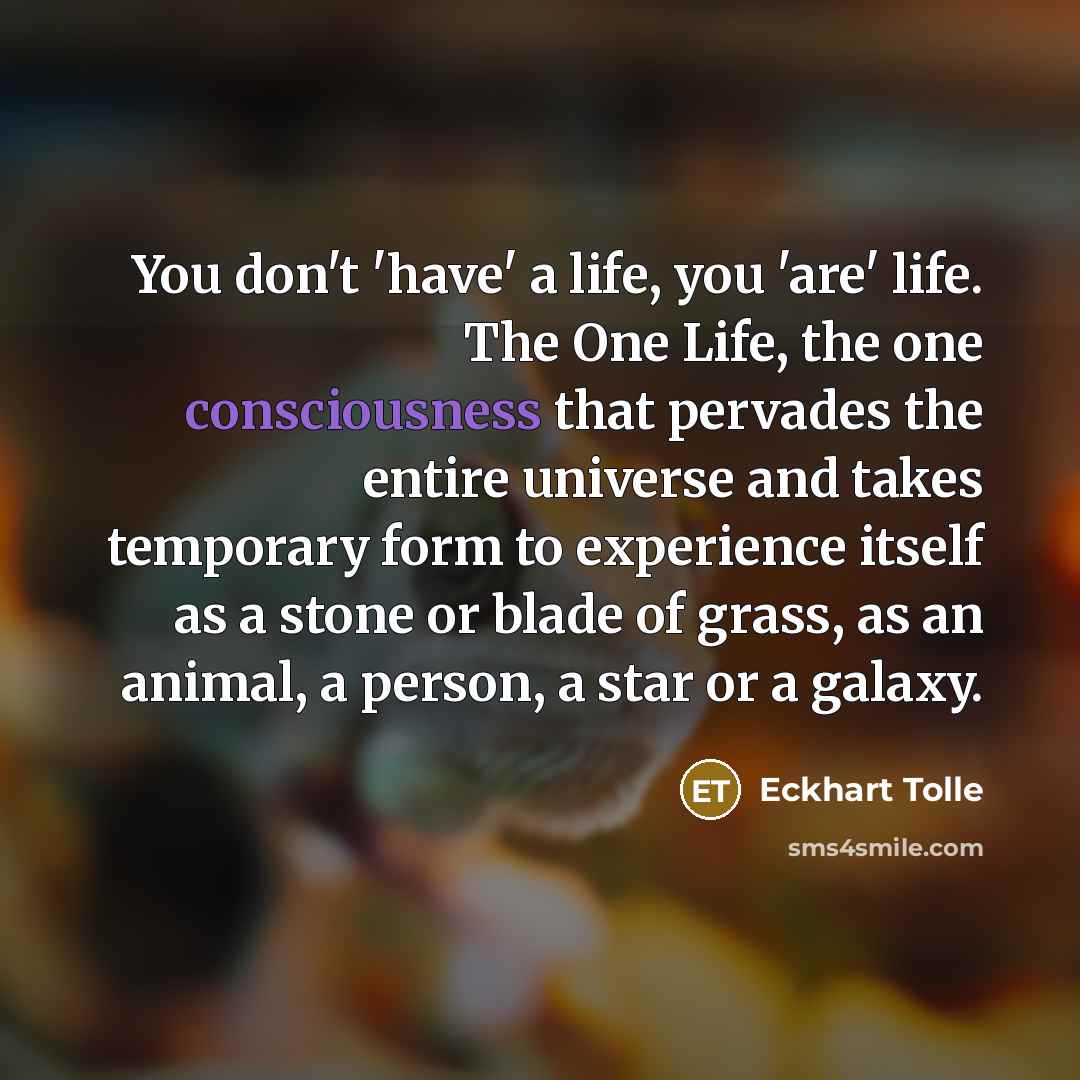 “You don't 'have' a life, you 'are' life. The One…” quote by Eckhart Tolle