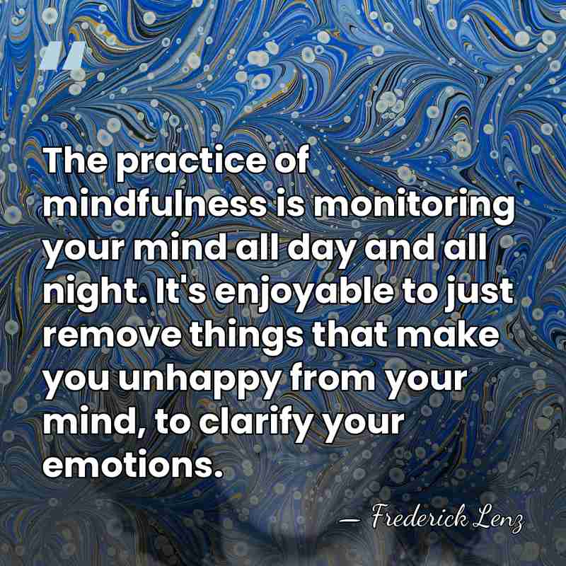 The practice of mindfulness is monitoring your mind all day and all&hellip; - Frederick Lenz