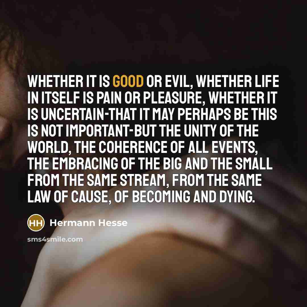 “Whether it is good or evil, whether life in itself…” quote by Hermann Hesse