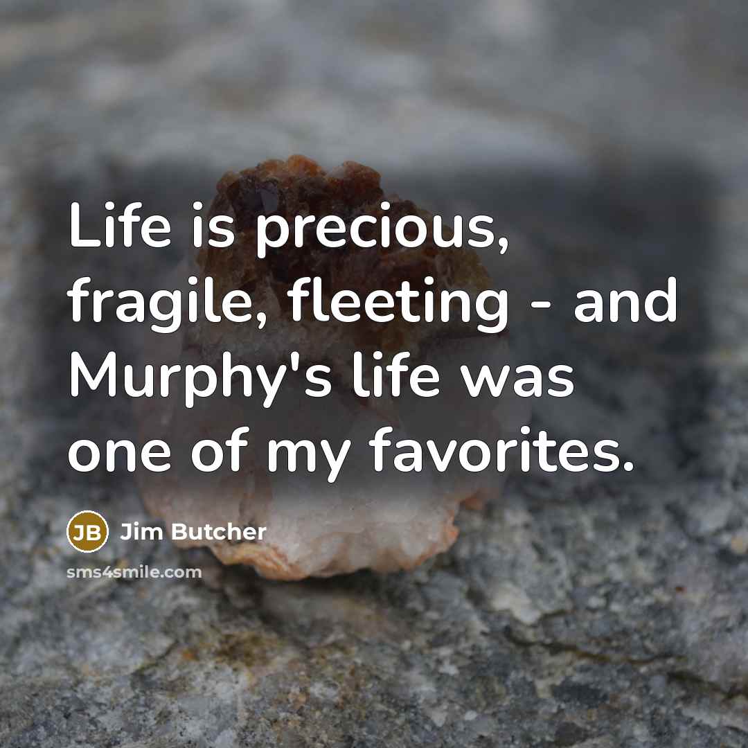 “Life is precious, fragile, fleeting - and Murphy's life was…” quote by Jim Butcher