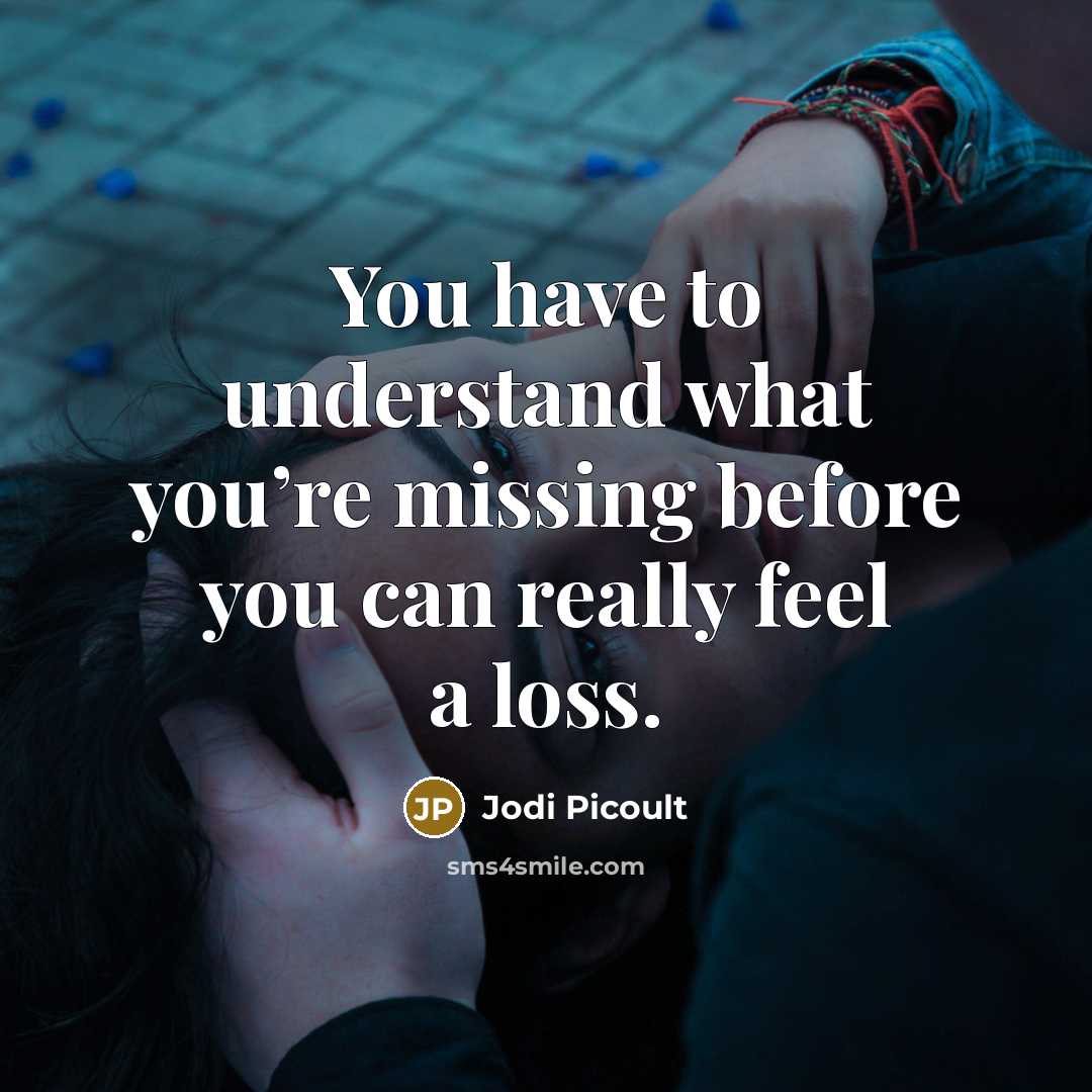 “You have to understand what you’re missing before you can…” quote by Jodi Picoult