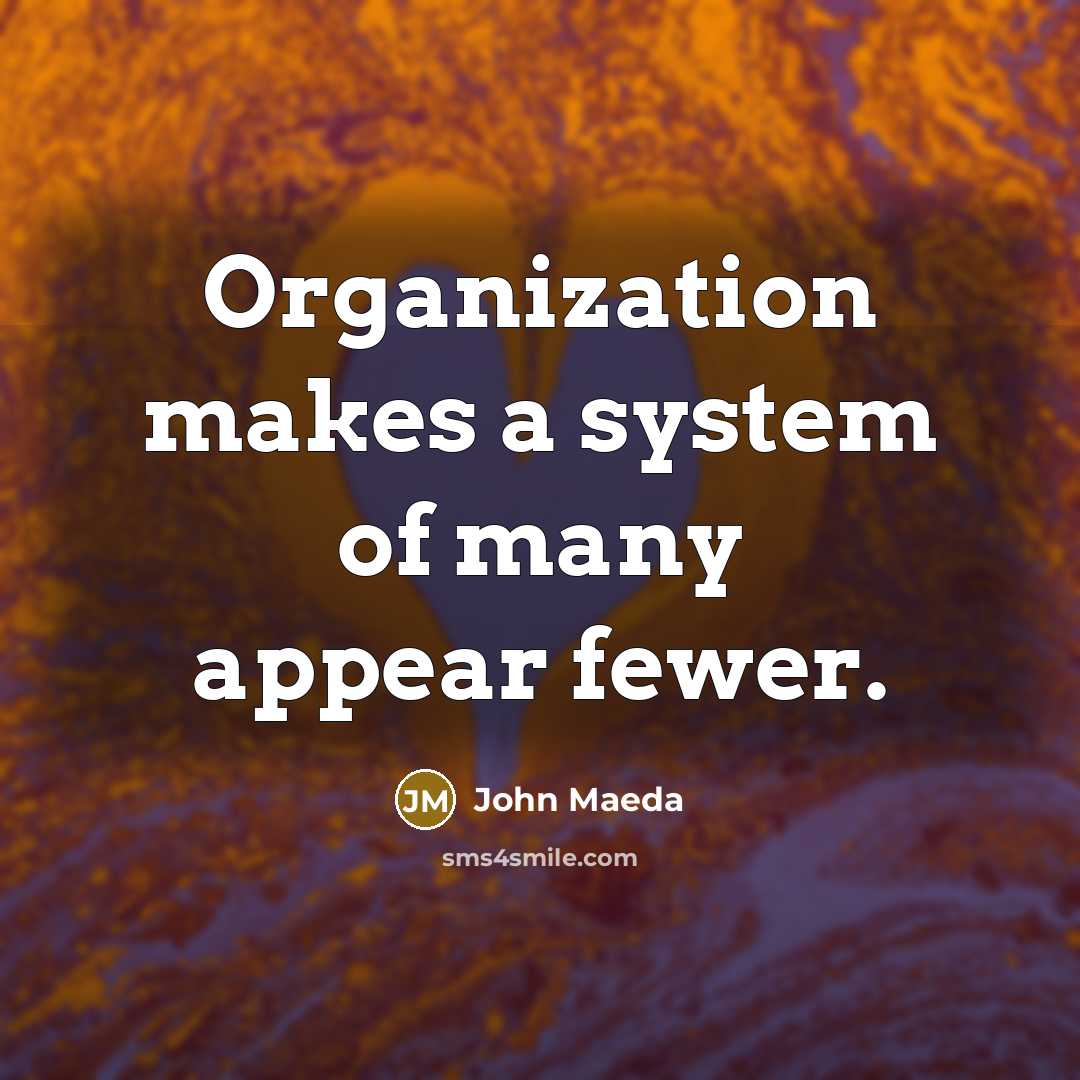 “Organization makes a system of many appear fewer.…” quote by John Maeda