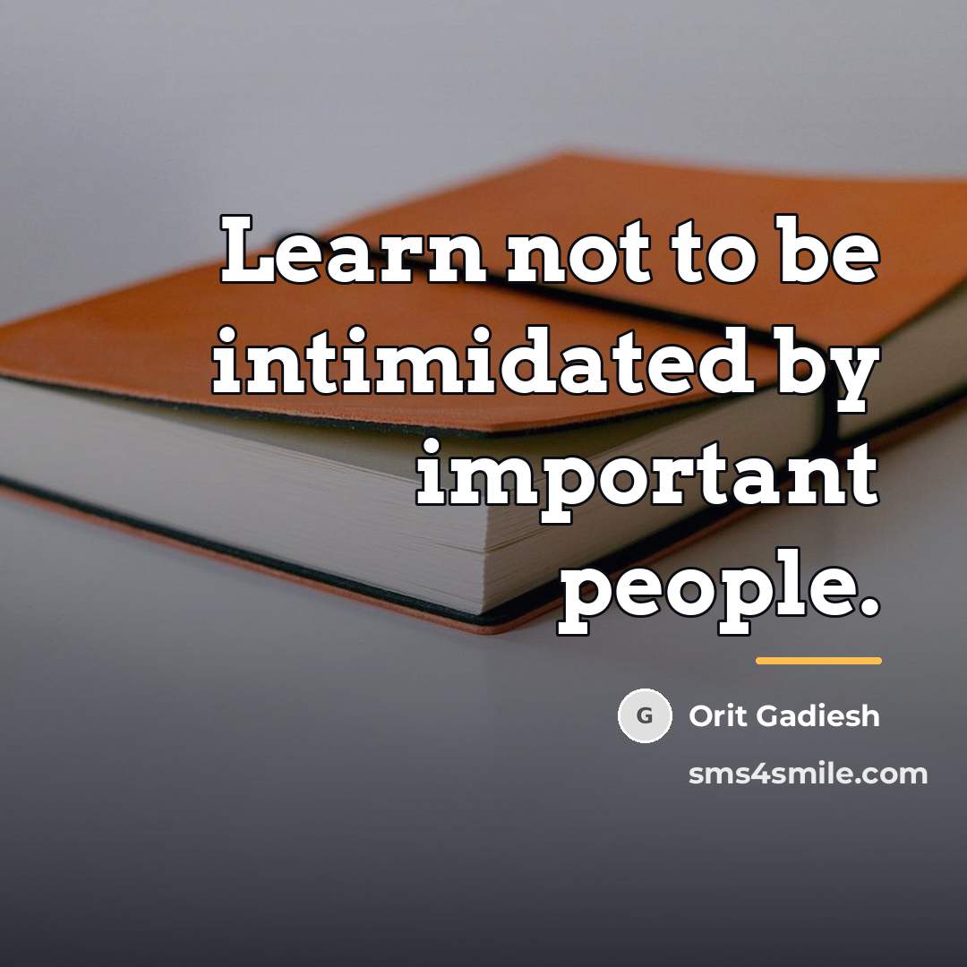 “Learn not to be intimidated by important people.…” quote by Orit Gadiesh