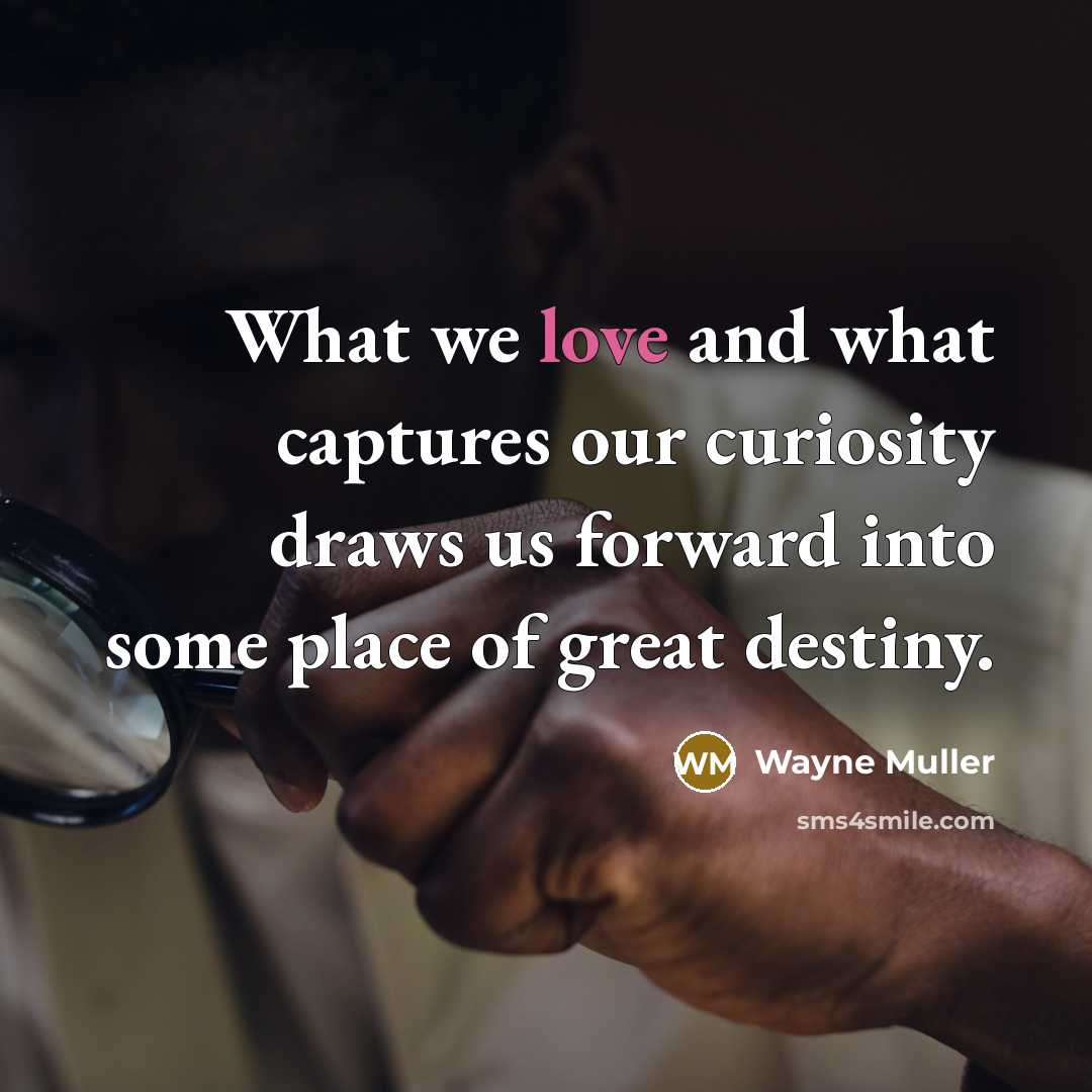 “What we love and what captures our curiosity draws us…” quote by Wayne Muller