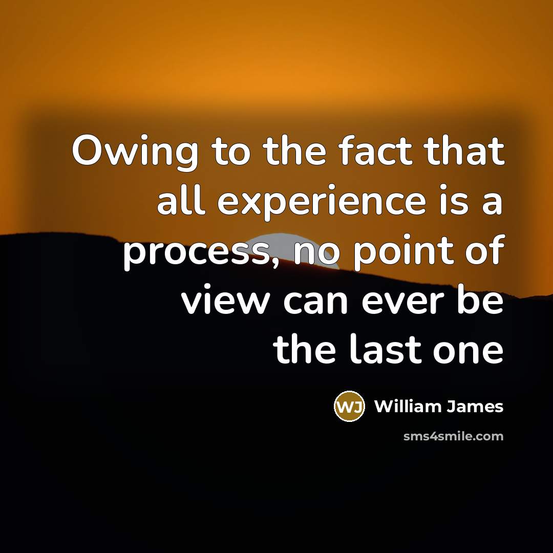 “Owing to the fact that all experience is a process,…” quote by William James