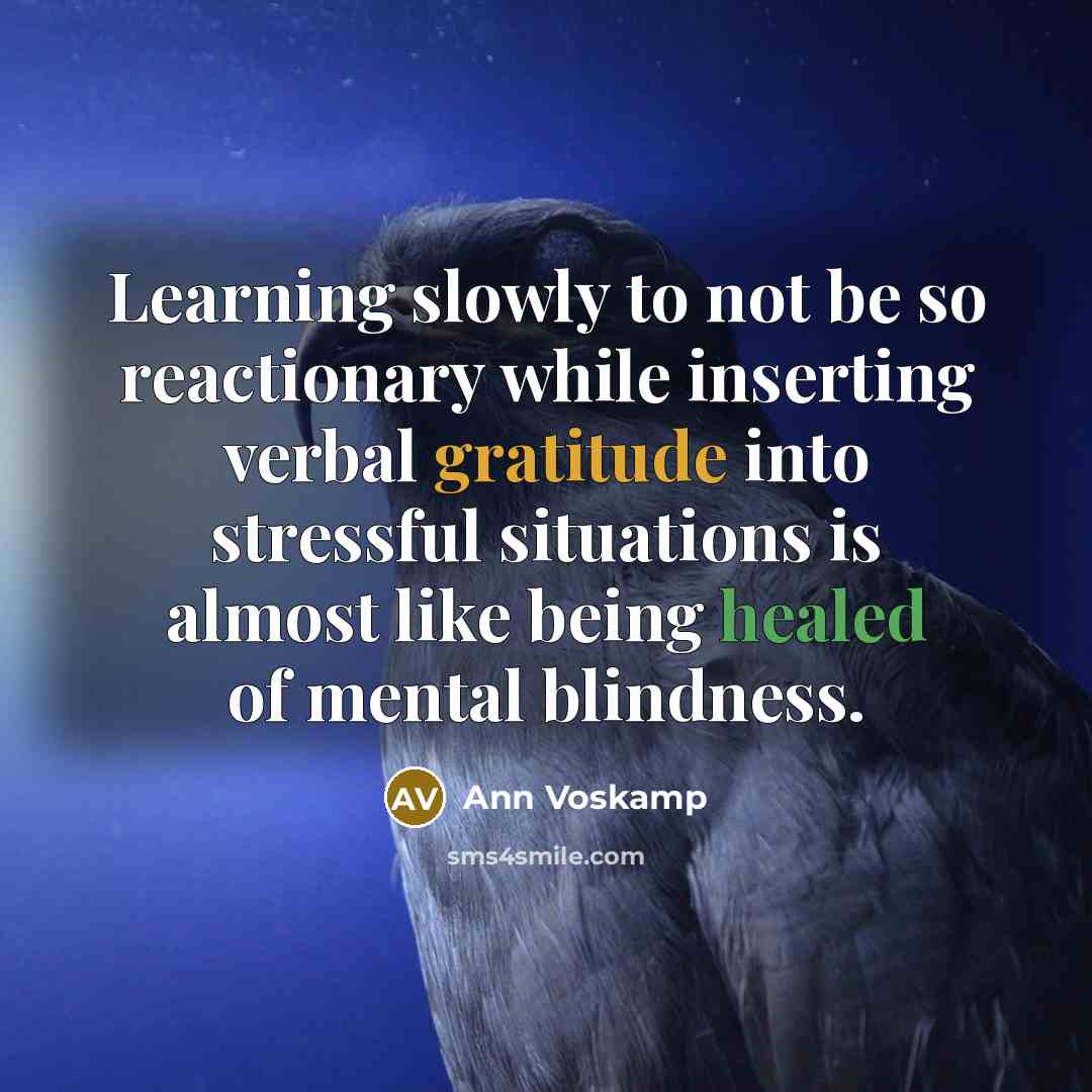 “Learning slowly to not be so reactionary while inserting verbal…” quote by Ann Voskamp