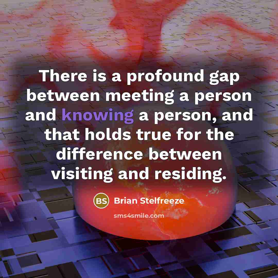 “There is a profound gap between meeting a person and…” quote by Brian Stelfreeze