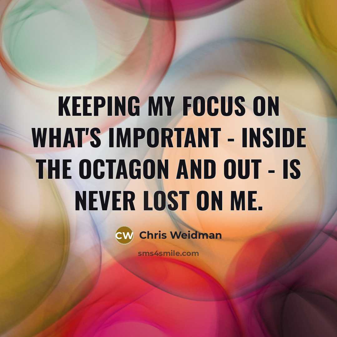 “Keeping my focus on what's important - inside the Octagon…” quote by Chris Weidman