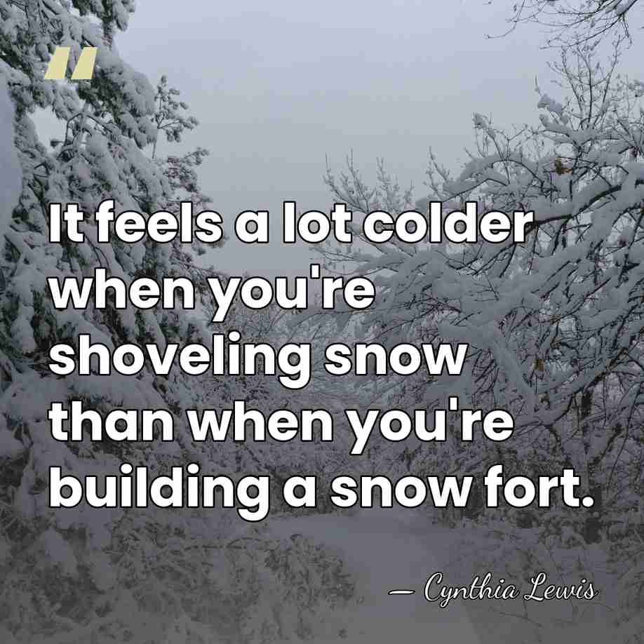 It feels a lot colder when you're shoveling snow than when you're&hellip; - Cynthia Lewis