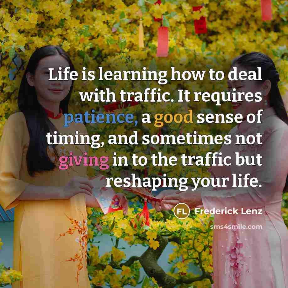 “Life is learning how to deal with traffic. It requires…” quote by Frederick Lenz
