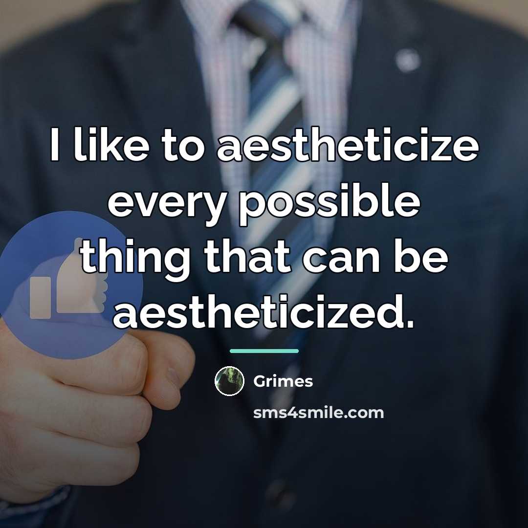 “I like to aestheticize every possible thing that can be…” quote by Grimes