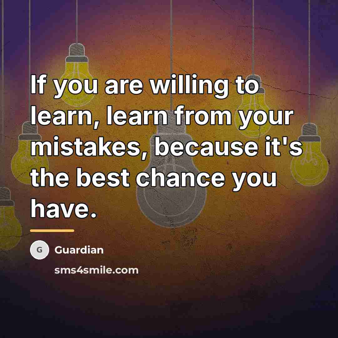 “If you are willing to learn, learn from your mistakes,…” quote by Guardian