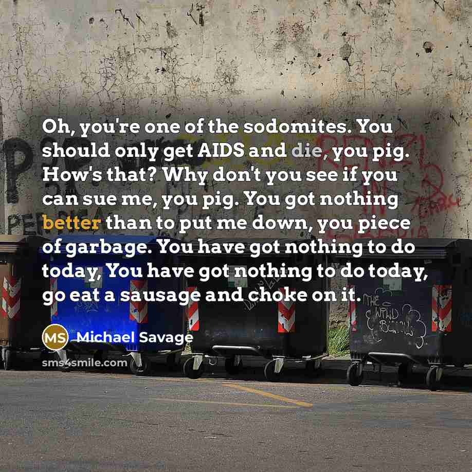“Oh, you're one of the sodomites. You should only get…” quote by Michael Savage