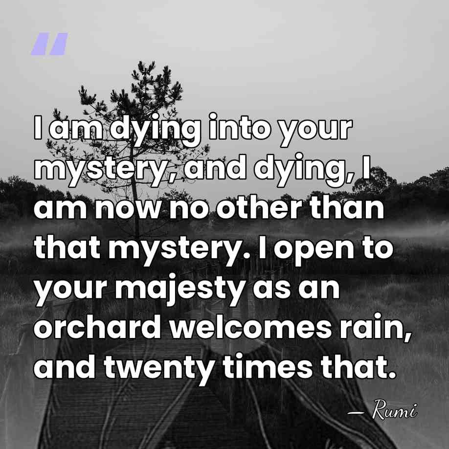 I am dying into your mystery, and dying, I am now no&hellip; - Rumi