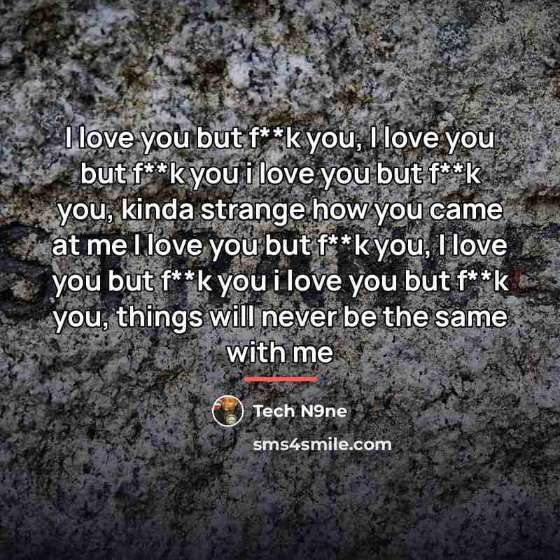 “I love you but f**k you, I love you but…” quote by Tech N9ne