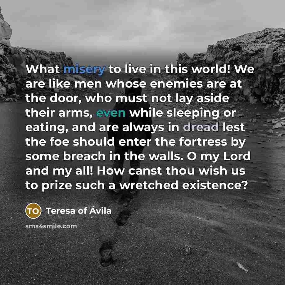 “What misery to live in this world! We are like…” quote by Teresa of Avila