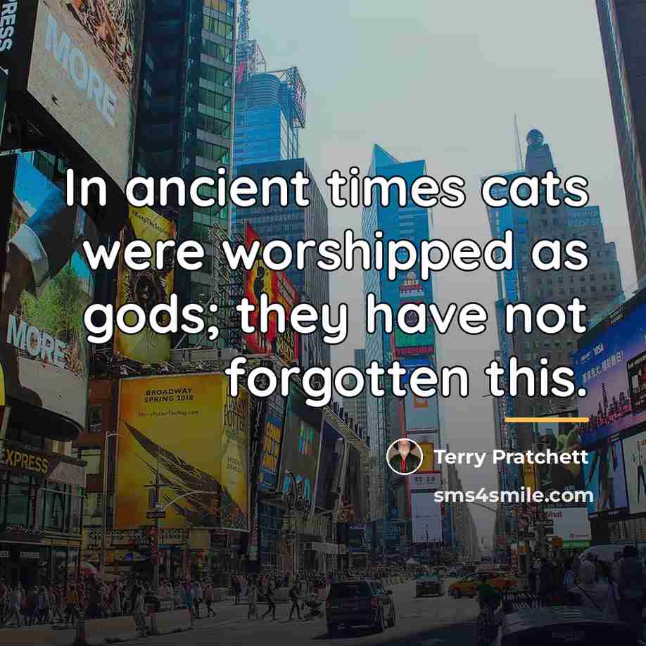“In ancient times cats were worshipped as gods; they have…” quote by Terry Pratchett