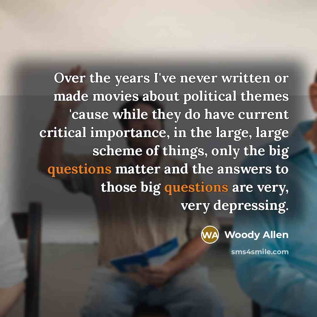 “Over the years I've never written or made movies about…” quote by Woody Allen