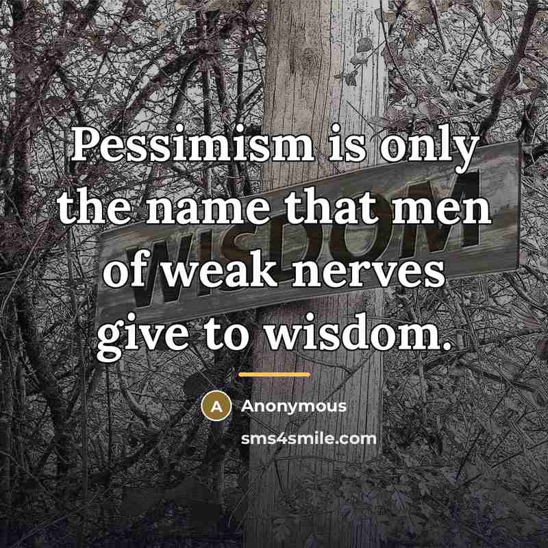 “Pessimism is only the name that men of weak nerves…” quote by Anonymous