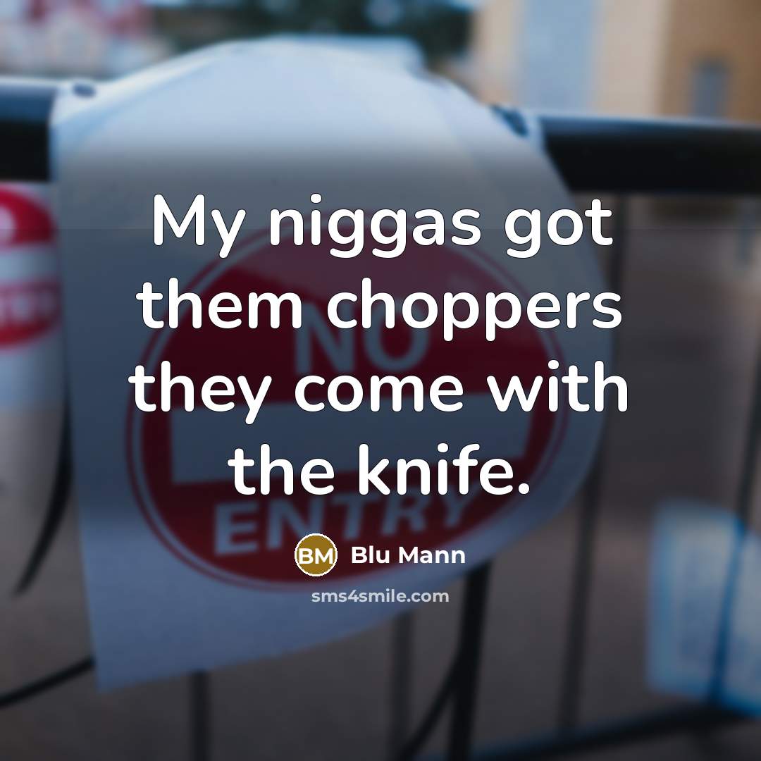 “My niggas got them choppers they come with the knife.” quote by Blu Mann