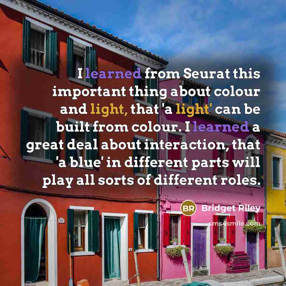 “I learned from Seurat this important thing about colour and…” quote by Bridget Riley