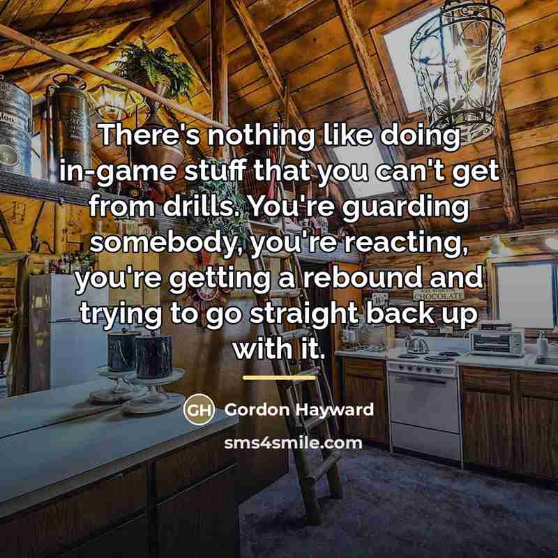 “There's nothing like doing in-game stuff that you can't get…” quote by Gordon Hayward