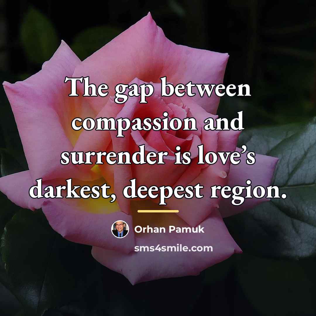 “The gap between compassion and surrender is love’s darkest, deepest…” quote by Orhan Pamuk